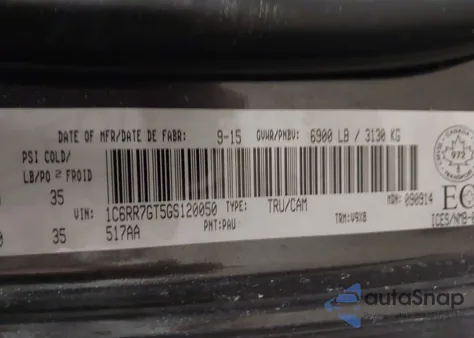 2016 Ram 1500 Slt из США, поврежденный, VIN 1C6RR7GT5GS120050